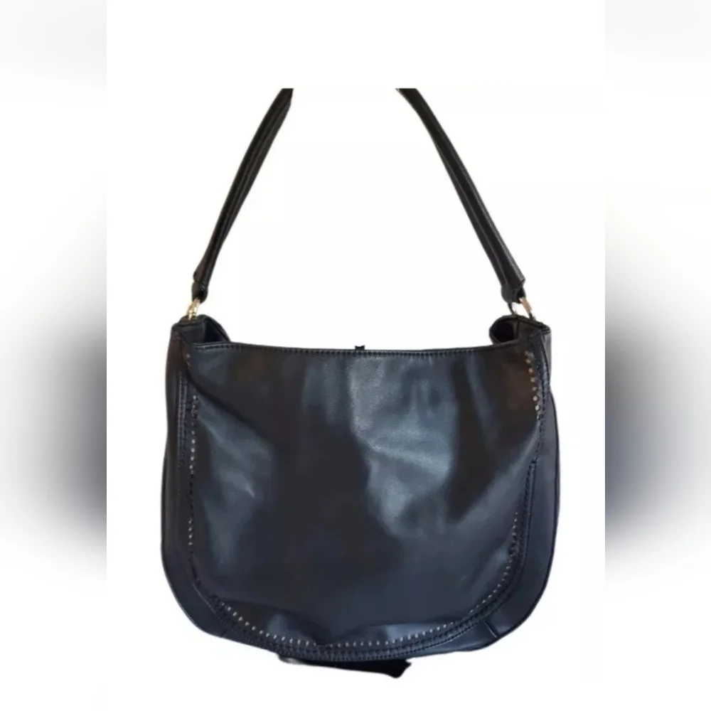 Shiraleah Anthropologie Hobo Bag Black Faux Leather Studded Shoulder Purse